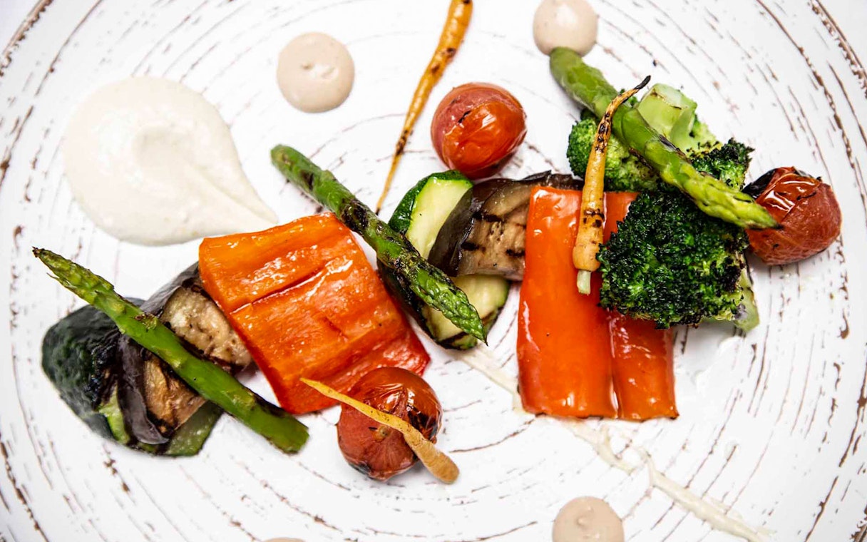 Grilled vegetables served at Tablao El Arenal, Seville.