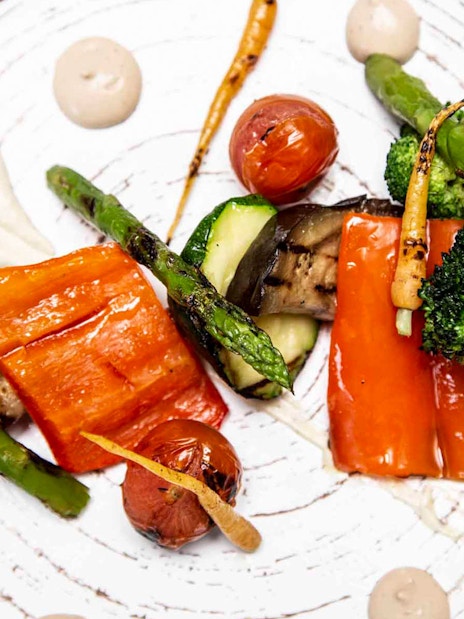 Grilled vegetables served at Tablao El Arenal, Seville.