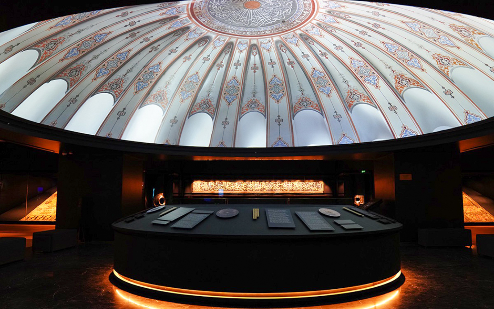 Dome interior with intricate patterns at Museum of Islamic Civilizations, Istanbul.