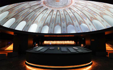 Dome interior with intricate patterns at Museum of Islamic Civilizations, Istanbul.