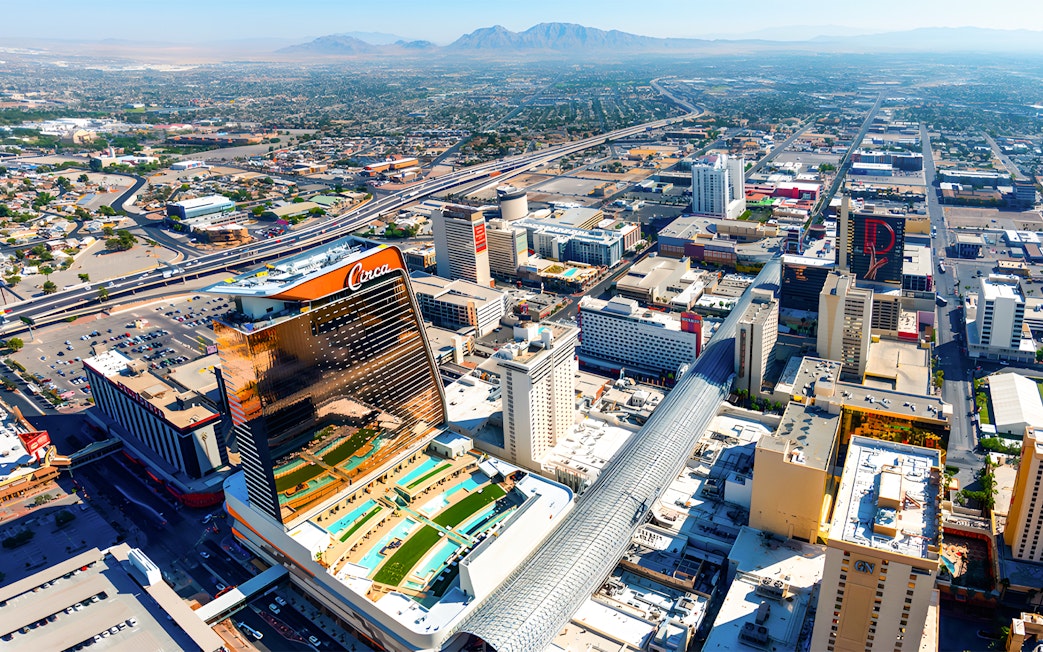 Aerial view of Circa Resort & Casino in downtown Las Vegas.