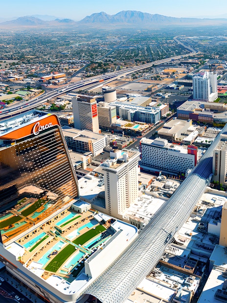 Aerial view of Circa Resort & Casino in downtown Las Vegas.