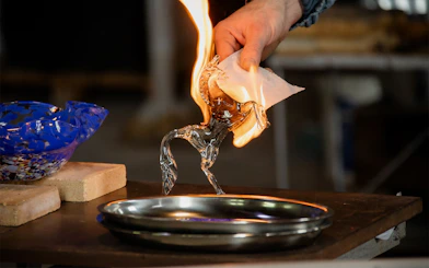 Glassblowing demonstration in Murano during guided tour from Punta Sabbioni.
