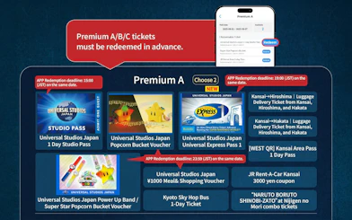 Universal Studios Japan Express Pass options and redemption details.
