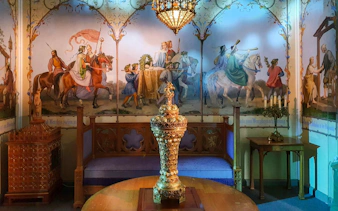 Interior mural and ornate decor in Hohenschwangau Castle, Bavaria.