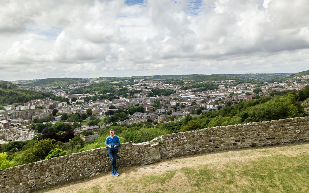 Overlooking Dover town from the historic walls of Dover Castle.