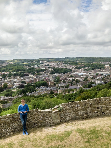 Overlooking Dover town from the historic walls of Dover Castle.