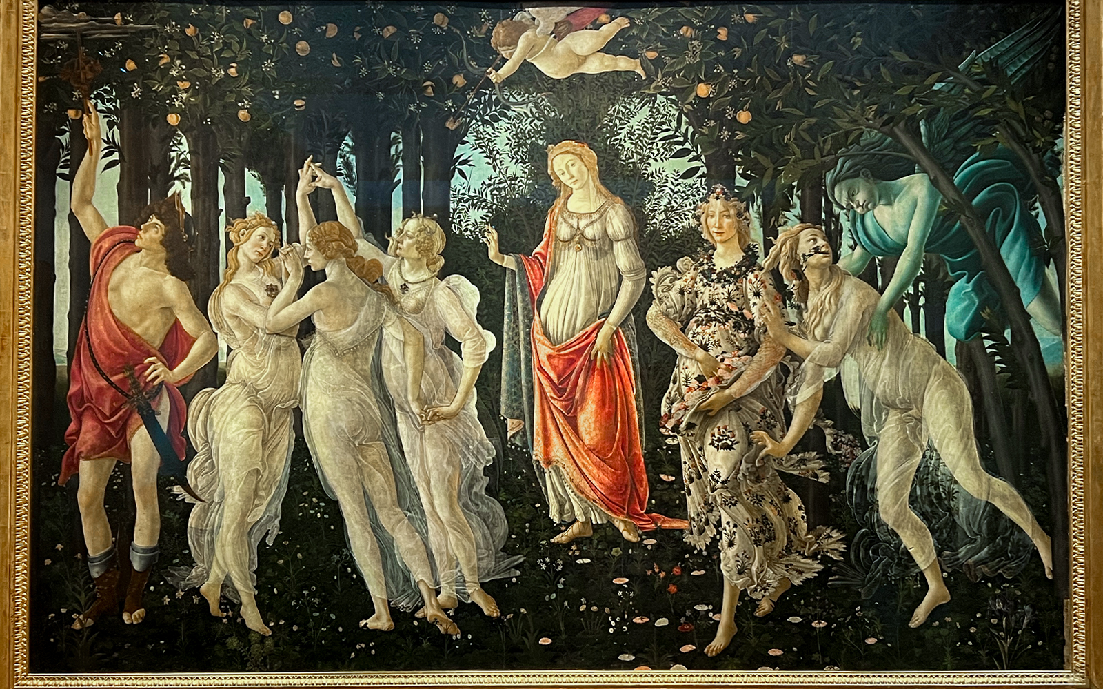 Botticelli's La Primavera painting at Uffizi Gallery, Florence, Italy.