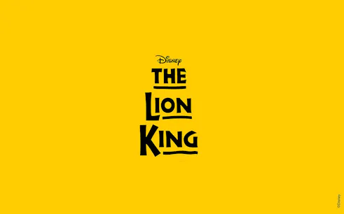 The Lion King logo on a yellow background