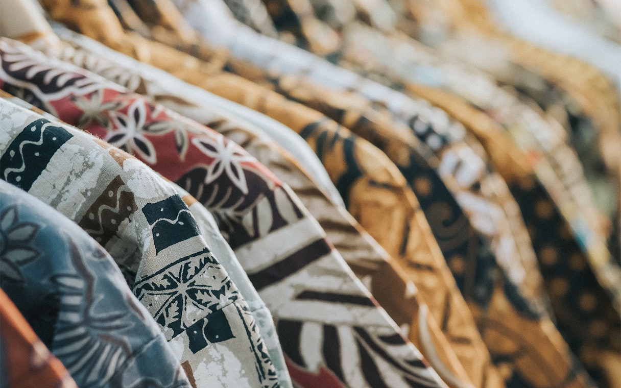 Traditional Batik fabrics on display during Batam Day Tour.