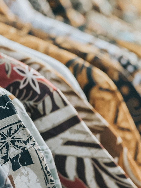 Traditional Batik fabrics on display during Batam Day Tour.