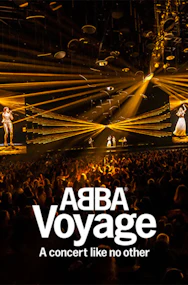 ABBA Voyage concert with holographic performance and audience in West End show.