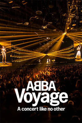 ABBA Voyage concert with holographic performance and audience in West End show.