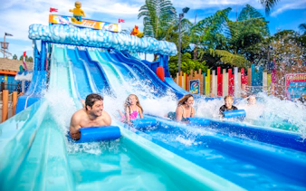 Family enjoying water slides at LEGOLAND® California Water Park.