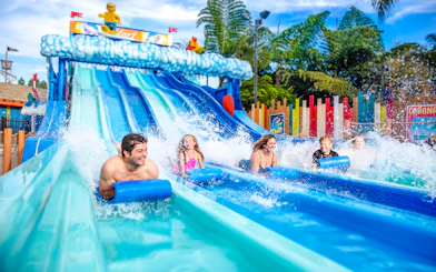 Family enjoying water slides at LEGOLAND® California Water Park.