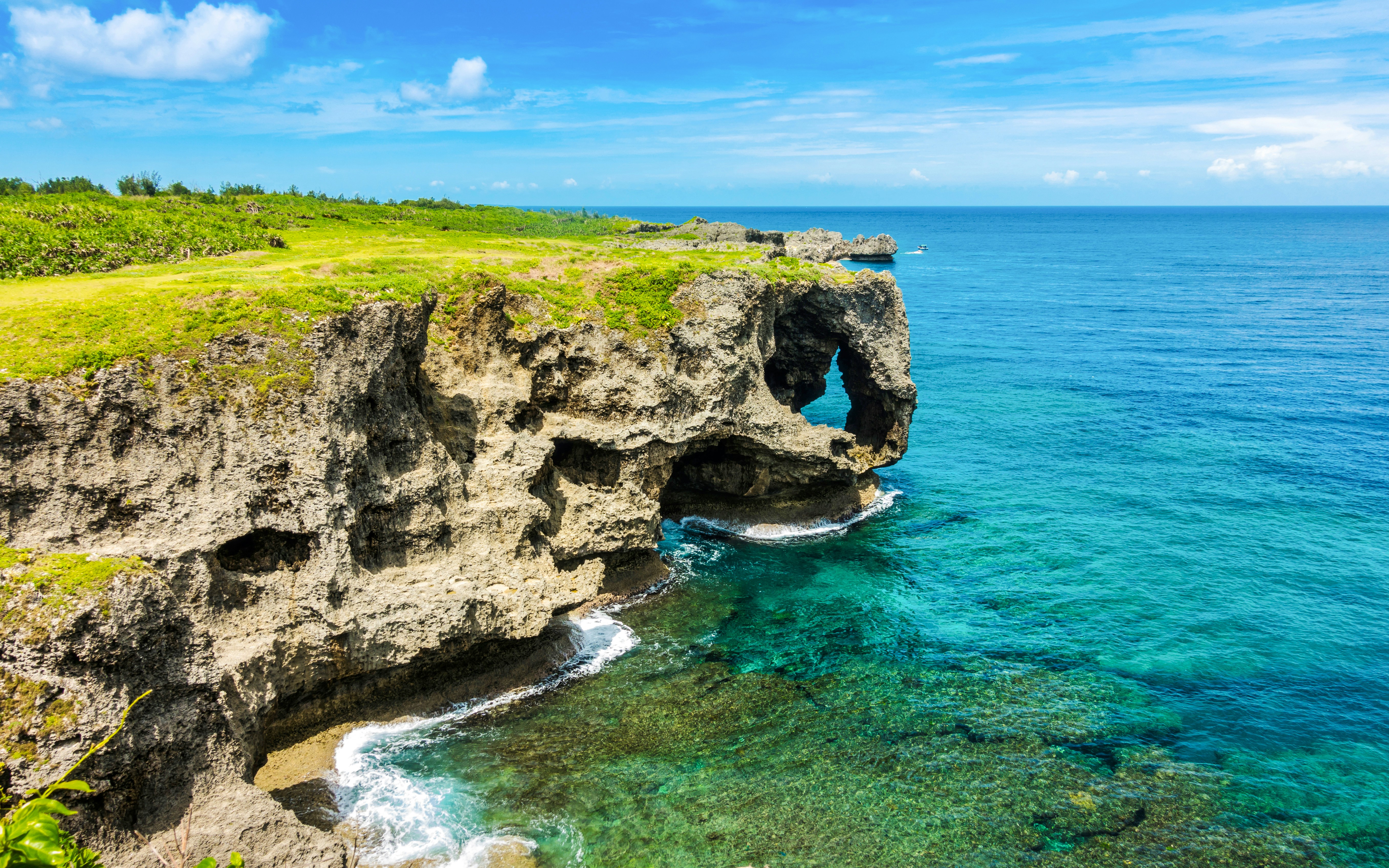 Manzamo Cape with blue sky and Turquoise sea in Okinawa