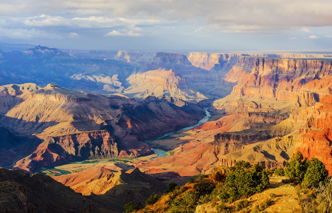 Grand Canyon South Rim aerial view during 45-minute helicopter tour, Arizona.