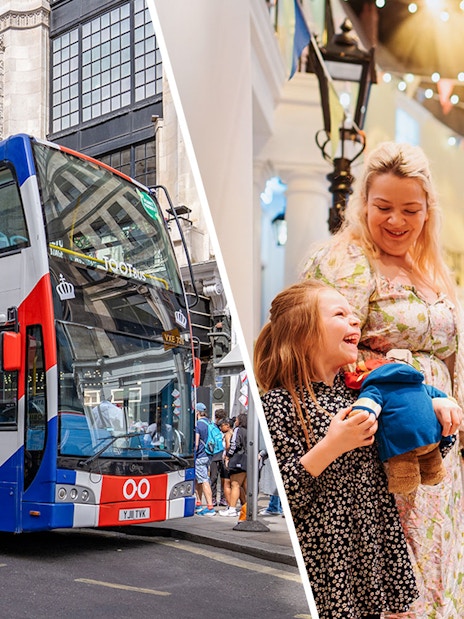 Toot bus in London with passengers enjoying a city tour.