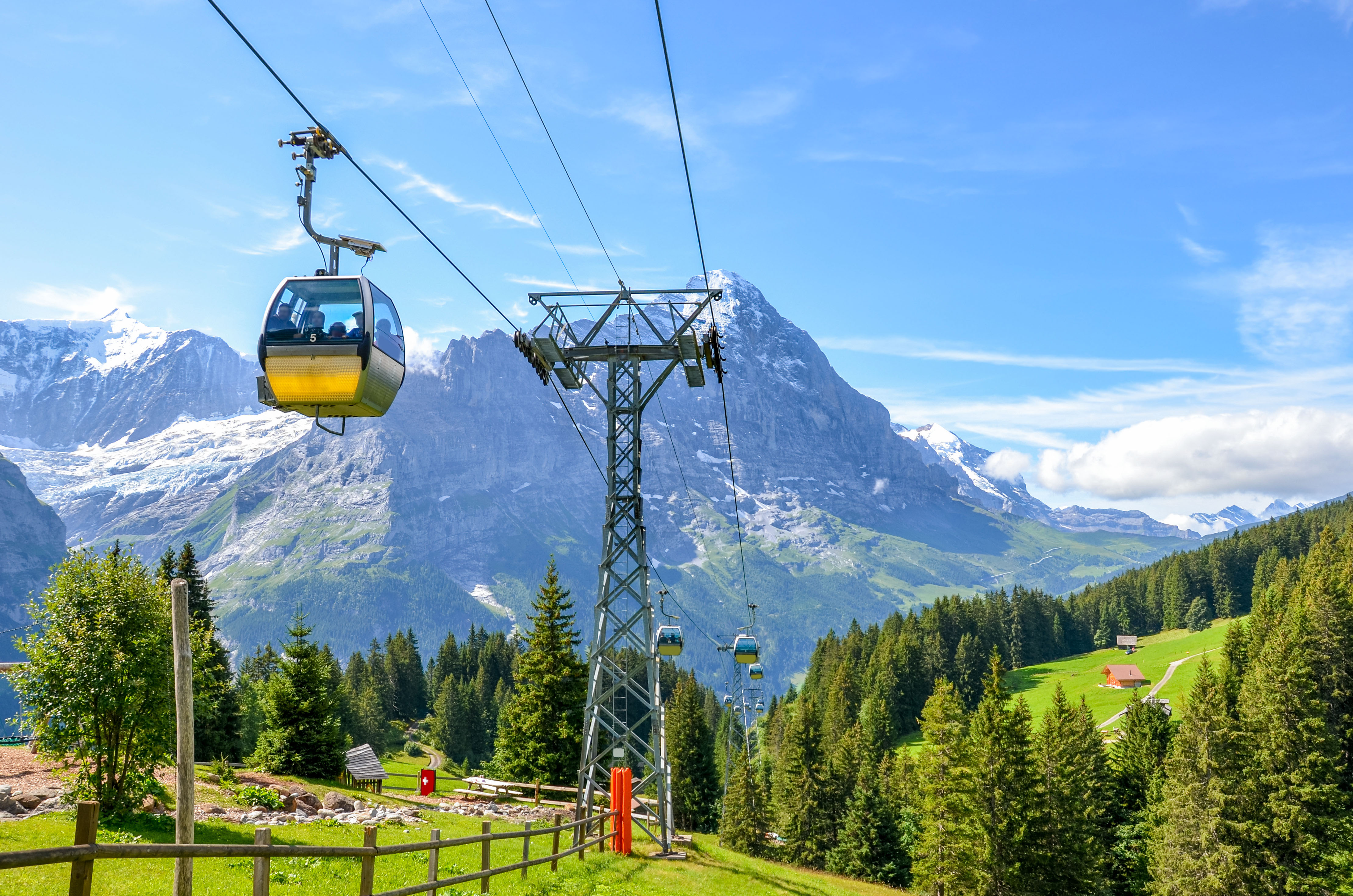 Cable car in the Swiss Alps