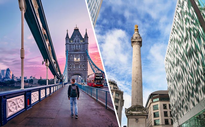 Tower Bridge and Monument to the Great Fire of London in a combo tour.