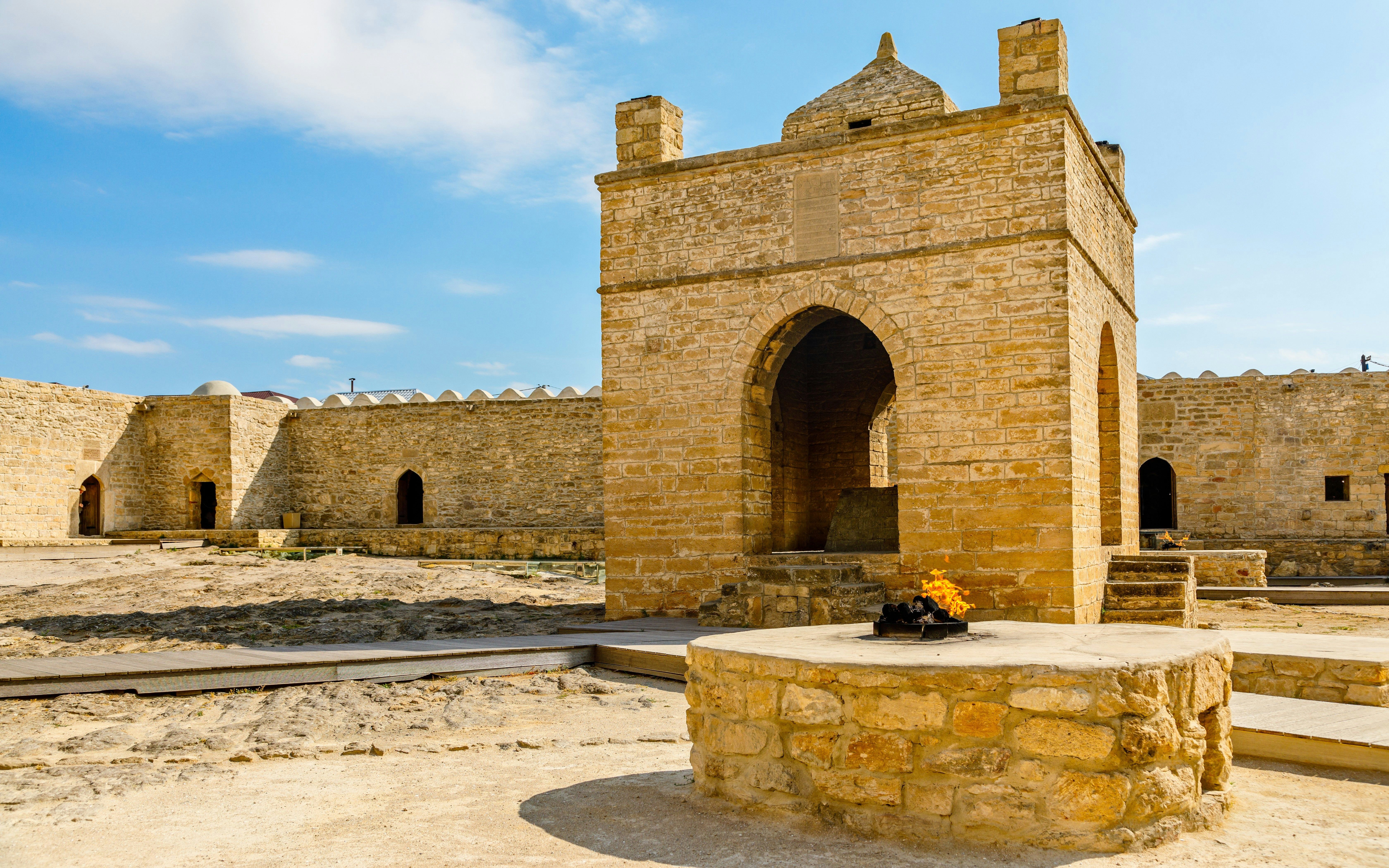 Atashgah fire temple with eternal flame, Baku, Azerbaijan.