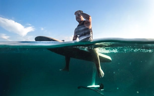 E-Surfer riding underwater in the Gulf of Alghero.