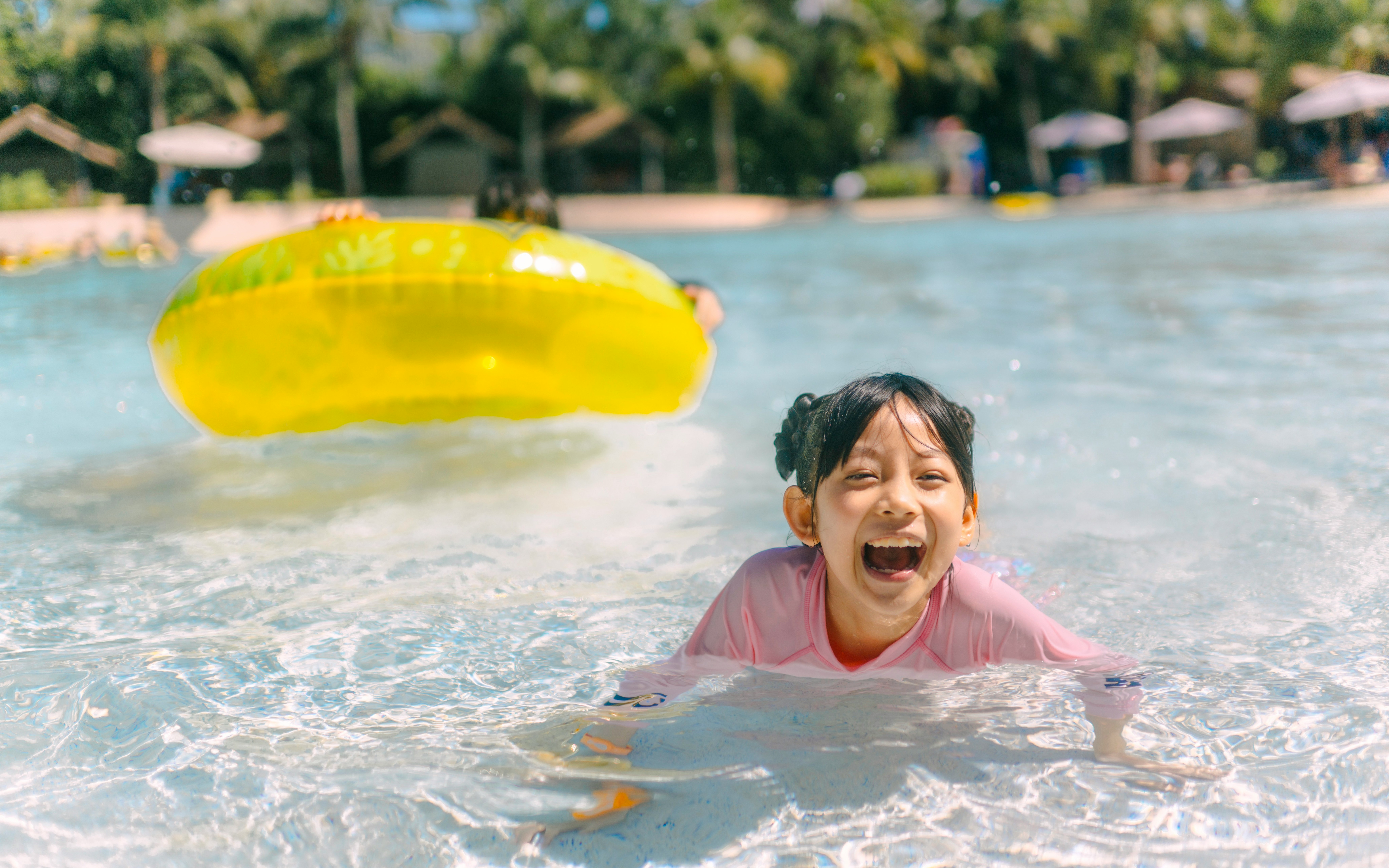 Child enjoying the water at kids zone, Vana Nava Water Jungle.