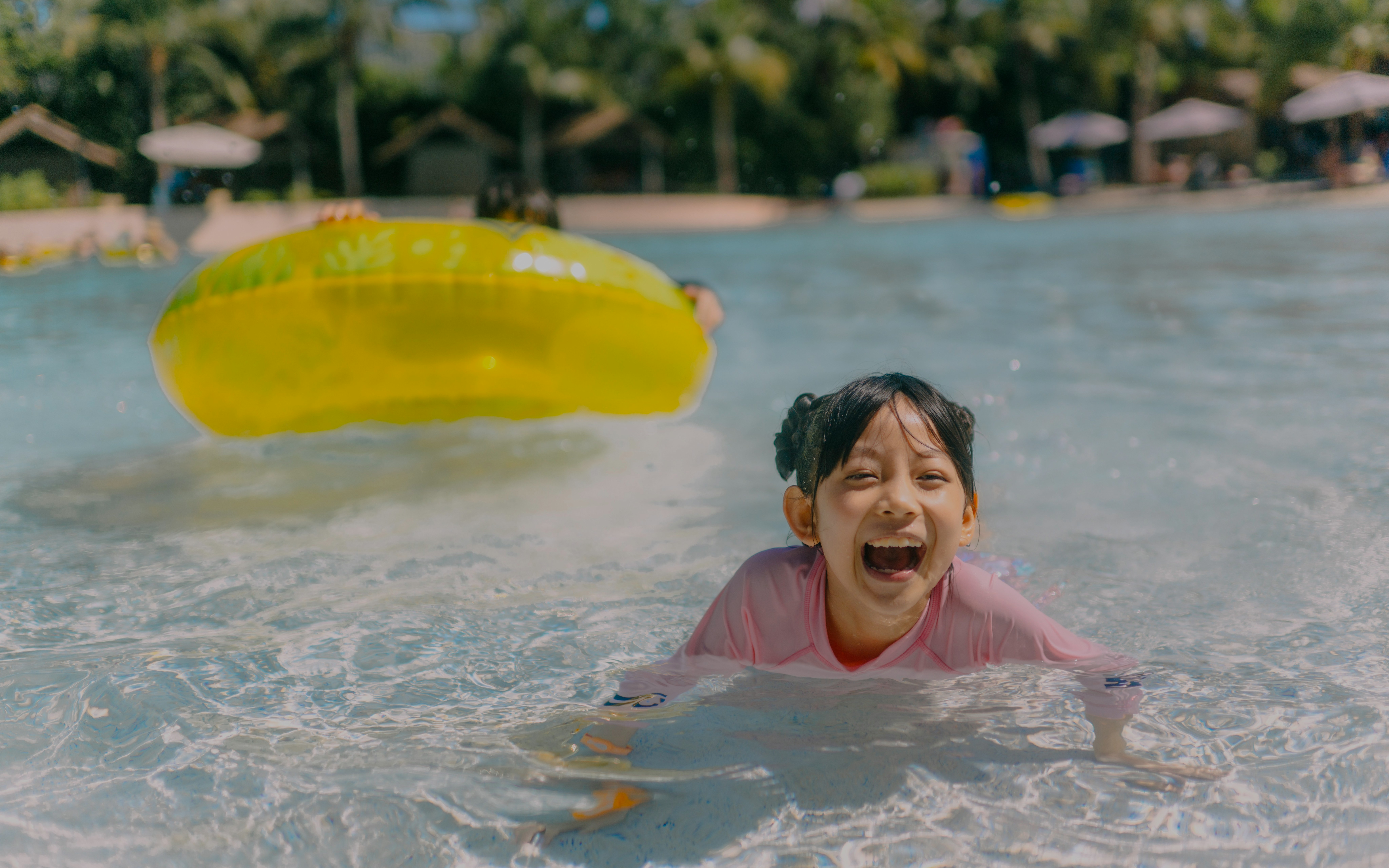 Child enjoying the water at kids zone, Vana Nava Water Jungle.