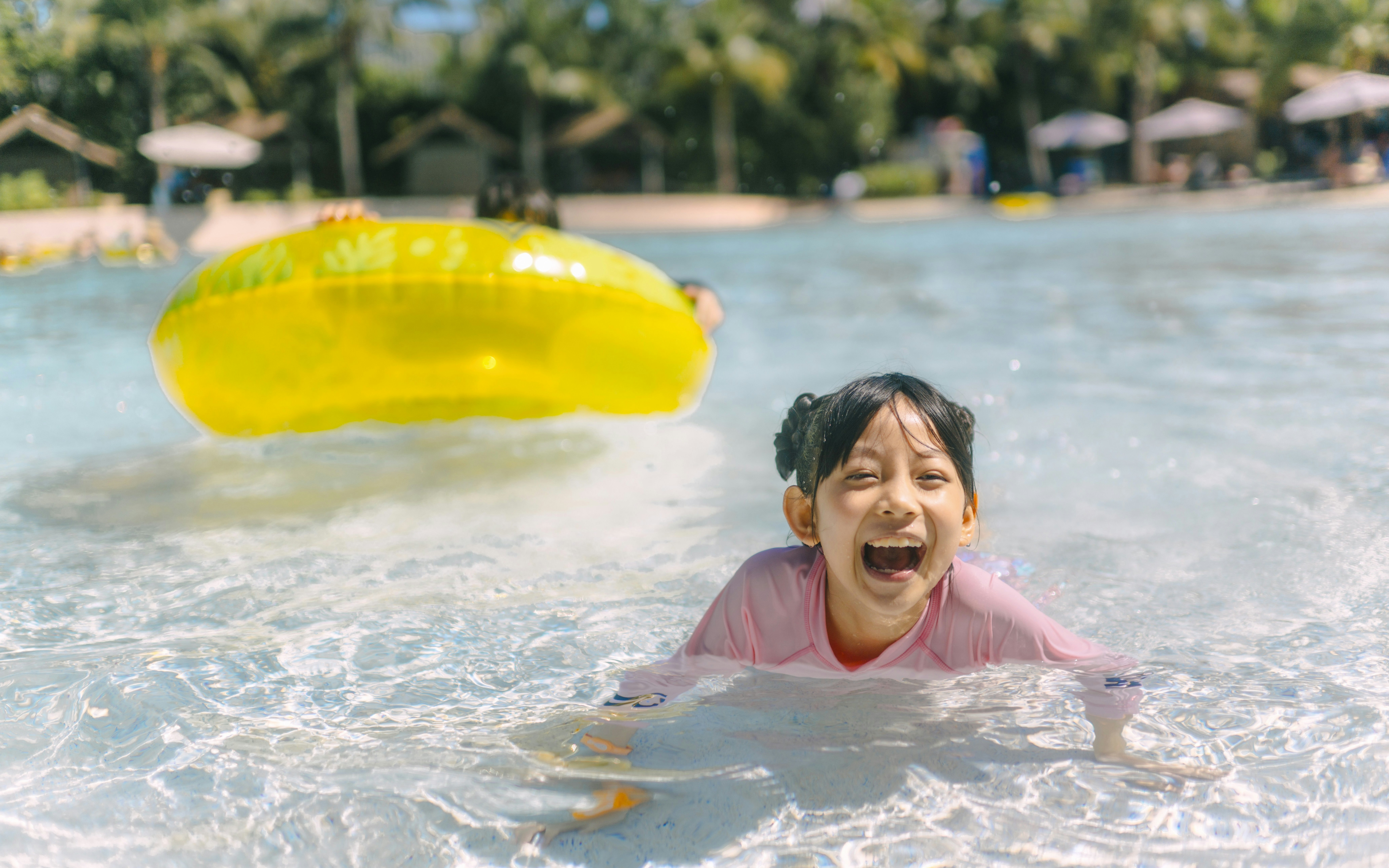 Child enjoying the water at kids zone, Vana Nava Water Jungle.