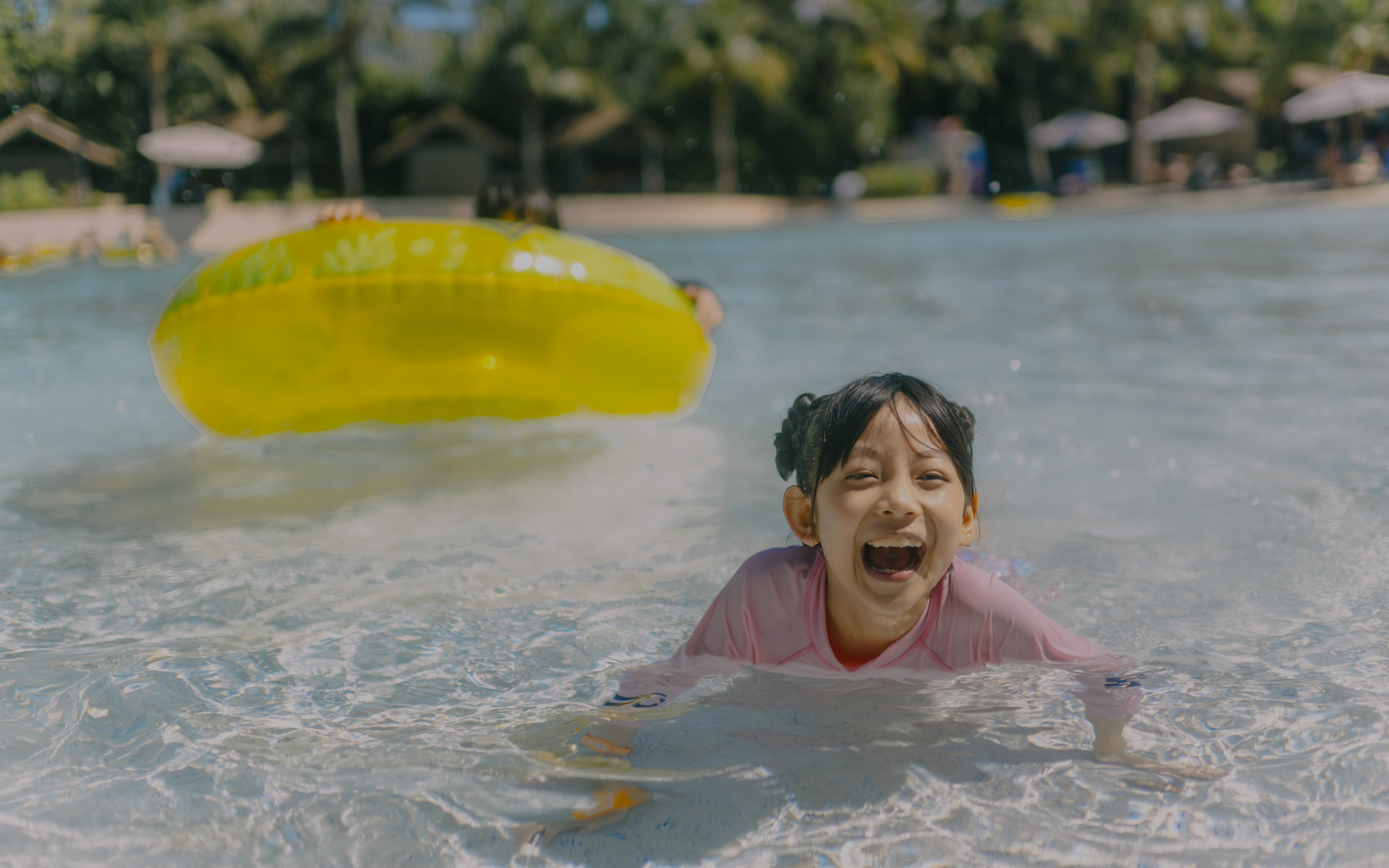 Child enjoying the water at kids zone, Vana Nava Water Jungle.