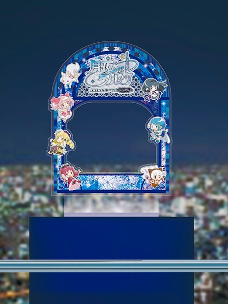 Tokyo Skytree exhibit featuring Puella Magi Madoka Magica characters, Tokyo, Japan.