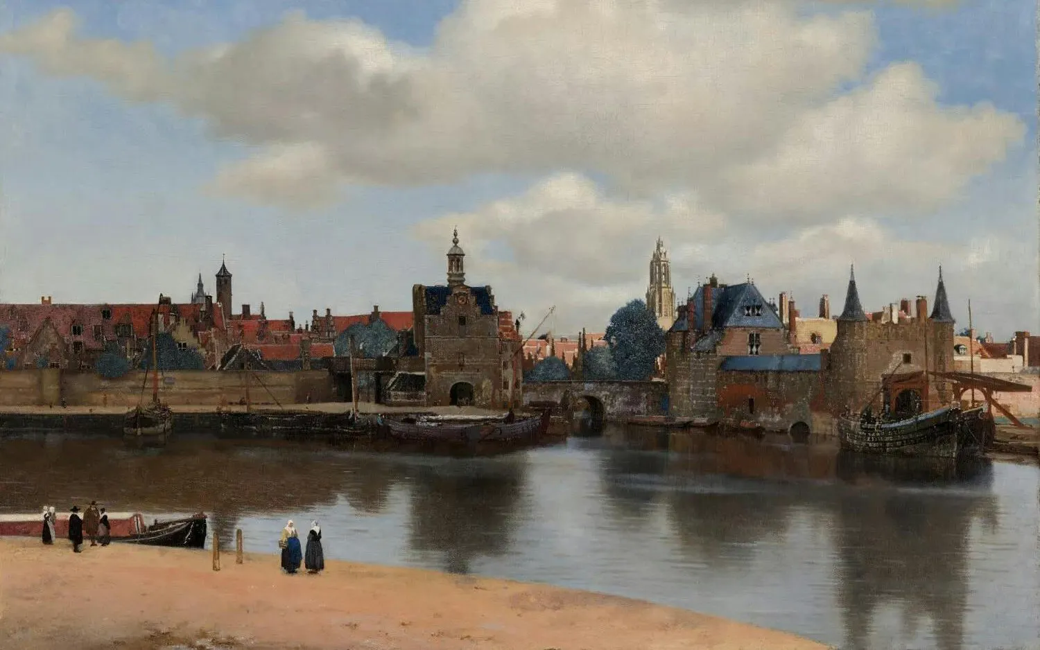 View of a historic European cityscape with canal and buildings, Fabrique des Lumières.