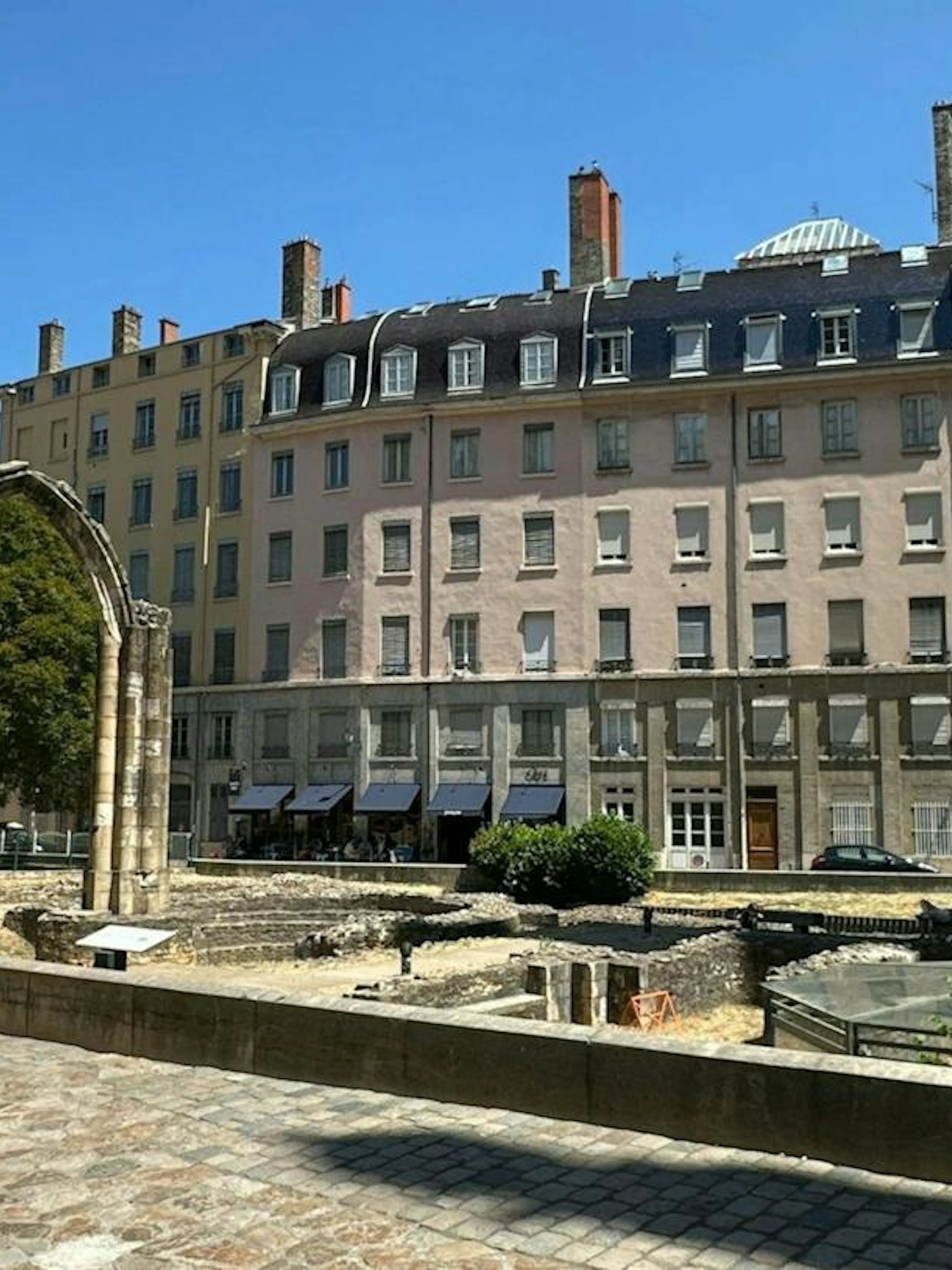 Ancient ruins and historic buildings in Lyon, part of the Lyon Murder Mystery city exploration game.