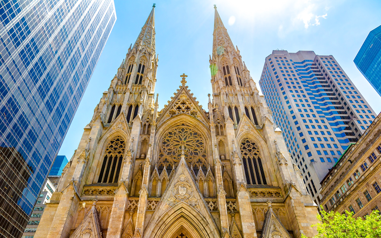 St. Patrick’s Cathedral facade on Manhattan walking tour, New York City.