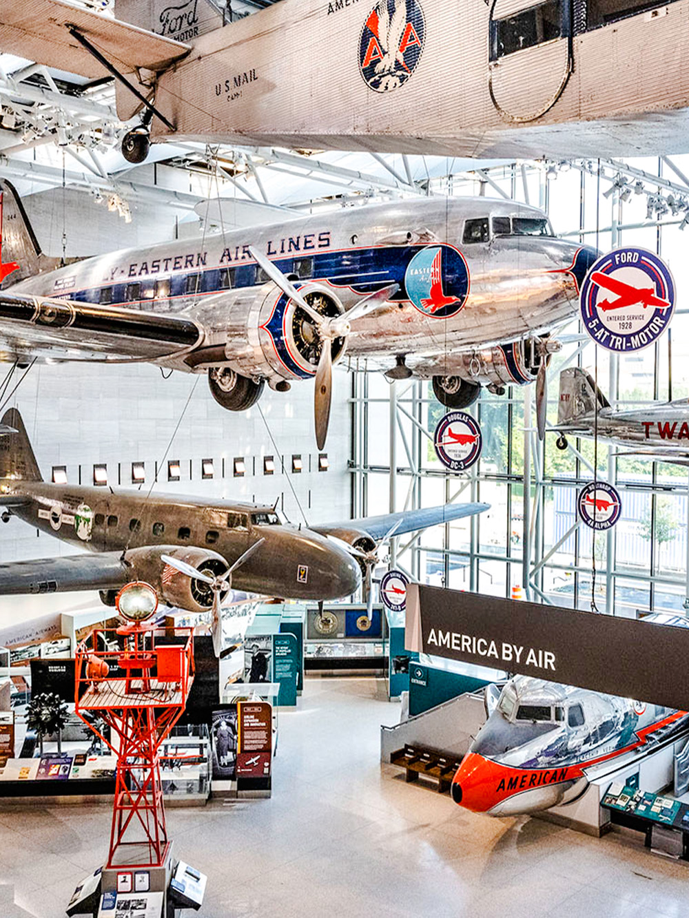 Historic aircraft display at Smithsonian's National Air and Space Museum, Washington DC.