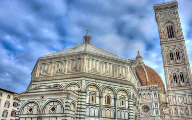 Baptistery and Giotto's Campanile at Piazza del Duomo, Florence, Italy.