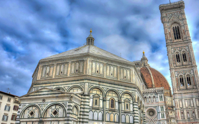 Baptistery and Giotto's Campanile at Piazza del Duomo, Florence, Italy.