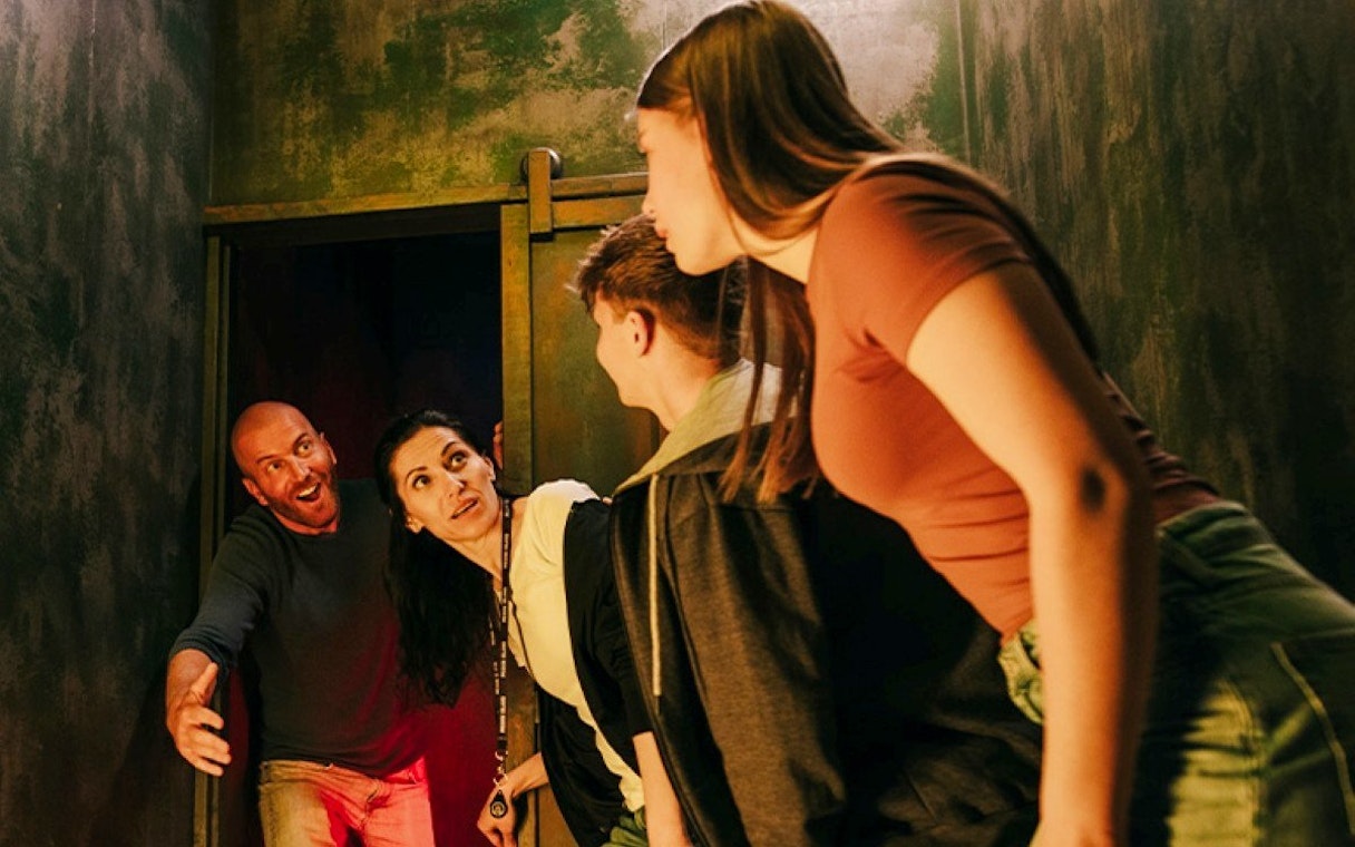 Group exploring escape room at Prison Island Perth.