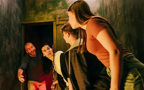 Group exploring escape room at Prison Island Perth.