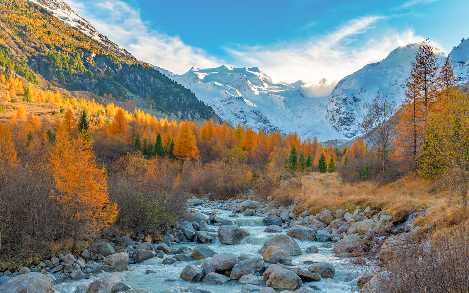 A close-up view of the Morteratsch glacier in autumn, Engadin, Switzerland.