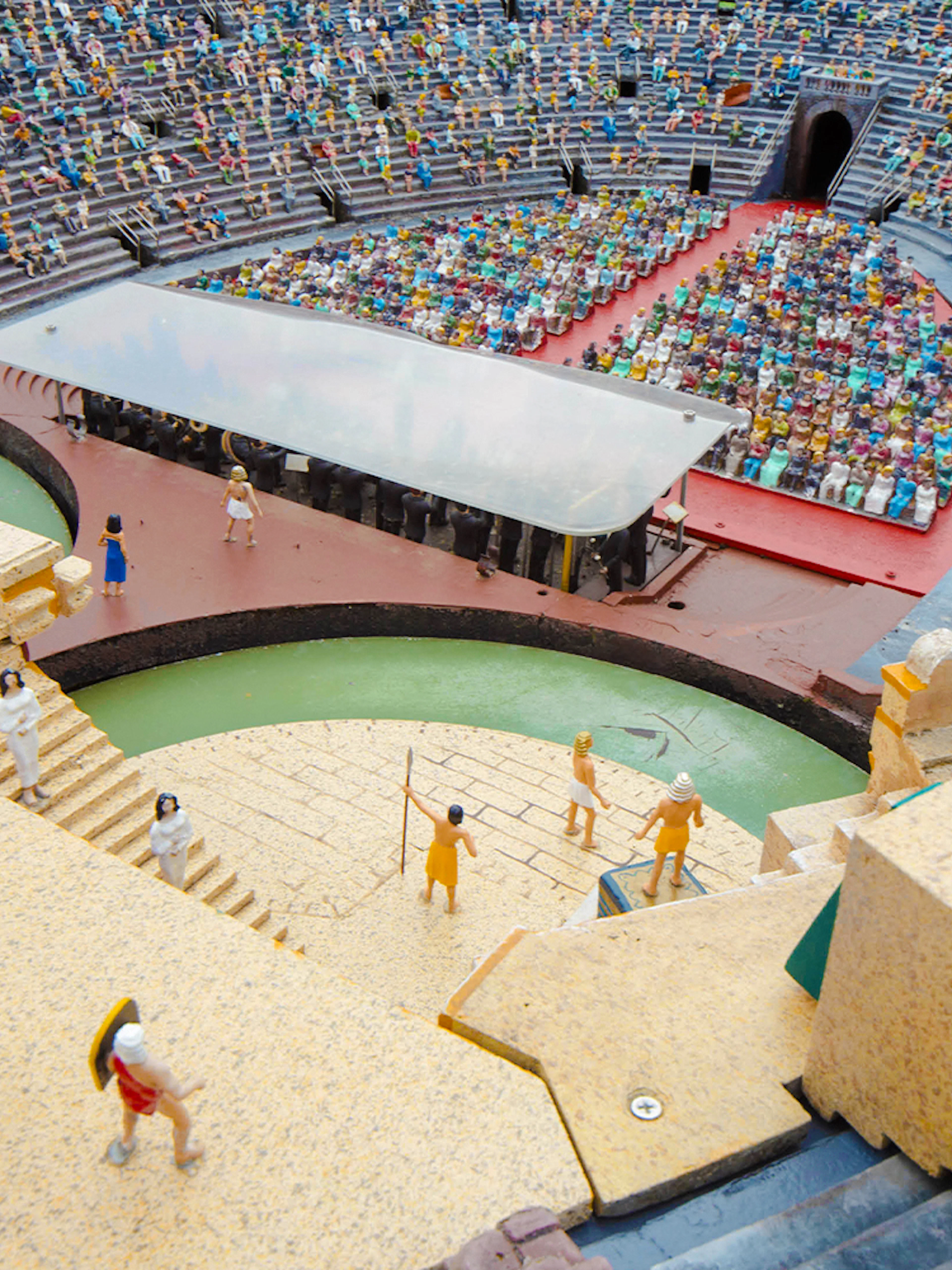 Miniature model of a Roman amphitheater at Italia in Miniatura, Italy.