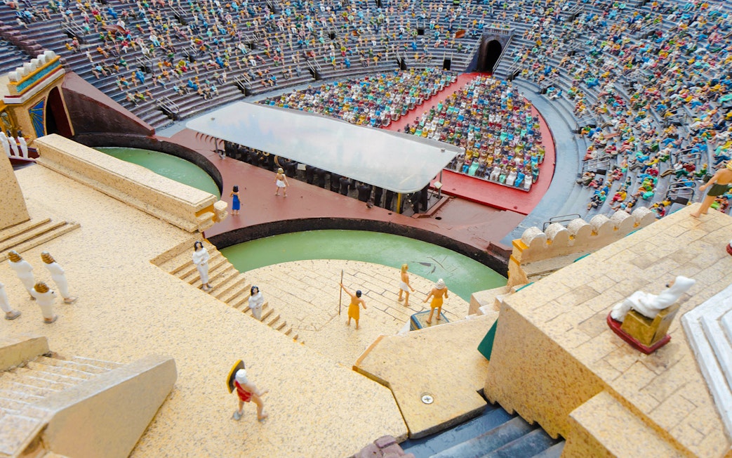Miniature model of a Roman amphitheater at Italia in Miniatura, Italy.