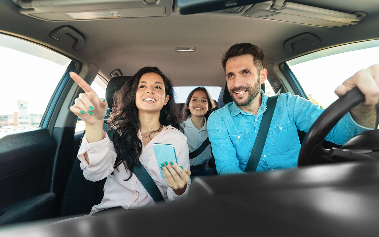 Family driving to destination