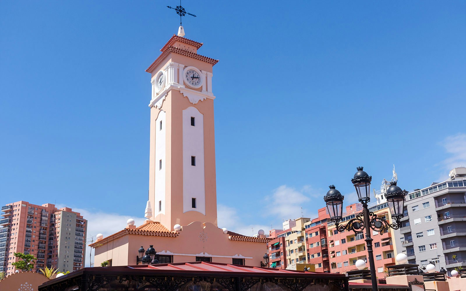Clock tower at Mercado de Nuestra Señora de África, Santa Cruz de Tenerife.