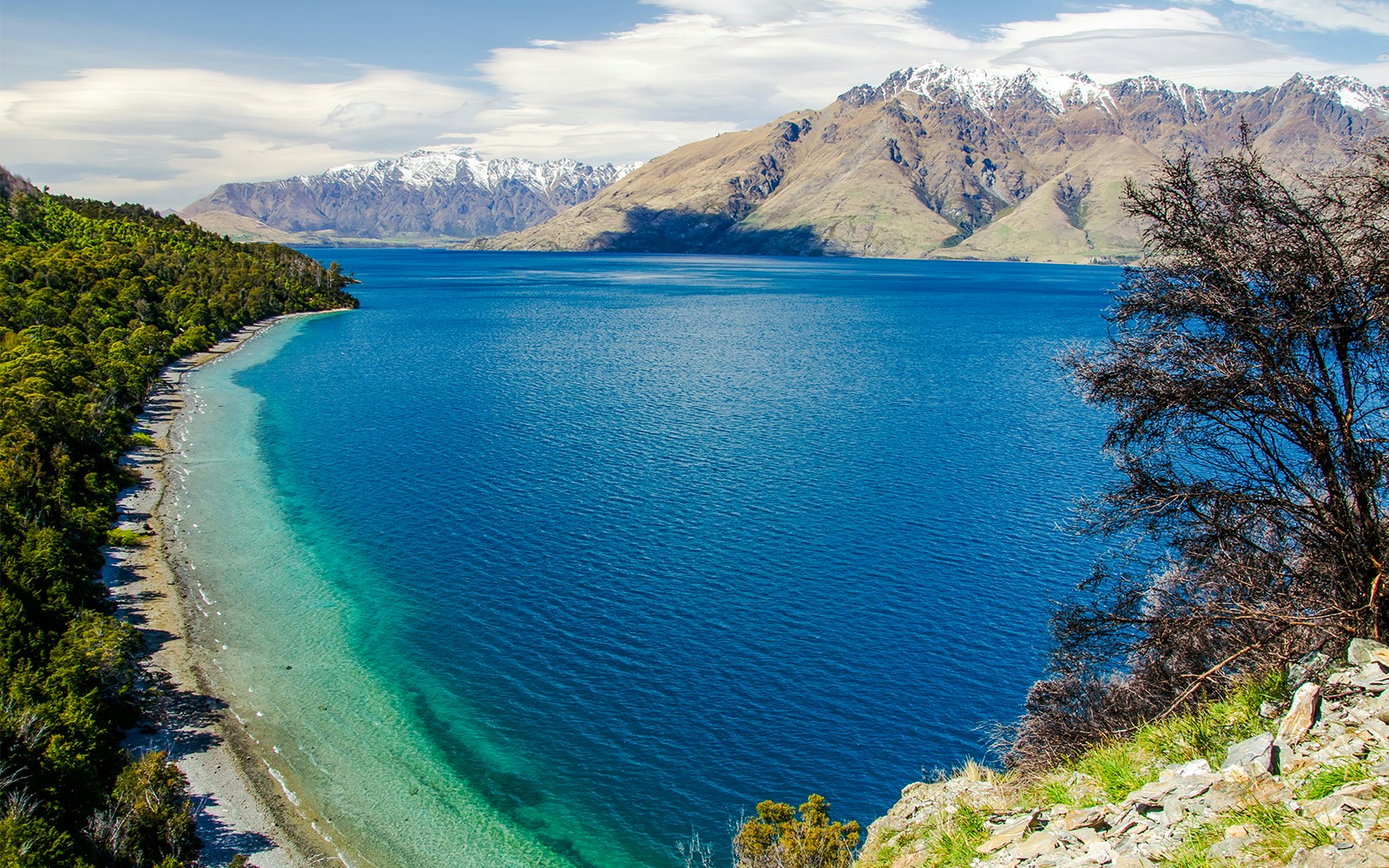 Lake and mountain view from Bob's Cove Track, Queenstown, New Zealand.