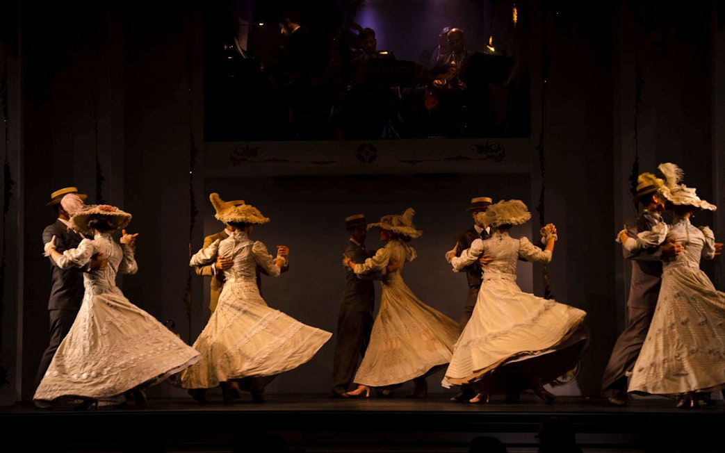 Dancers performing at Café de los Angelitos Tango Show in Buenos Aires.