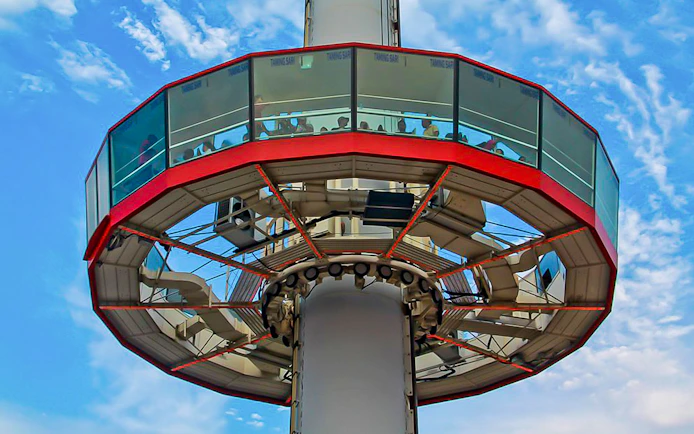 Menara Taming Sari observation deck with visitors, Melaka, Malaysia.
