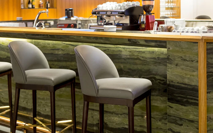 Bar seating area at Plaza Premium Lounge, Rio de Janeiro Airport, Domestic Departures, T2.