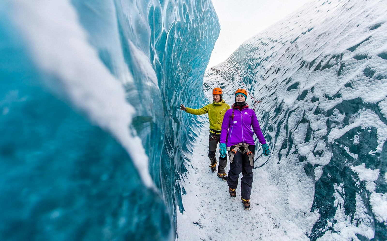Walk across the glacier ice