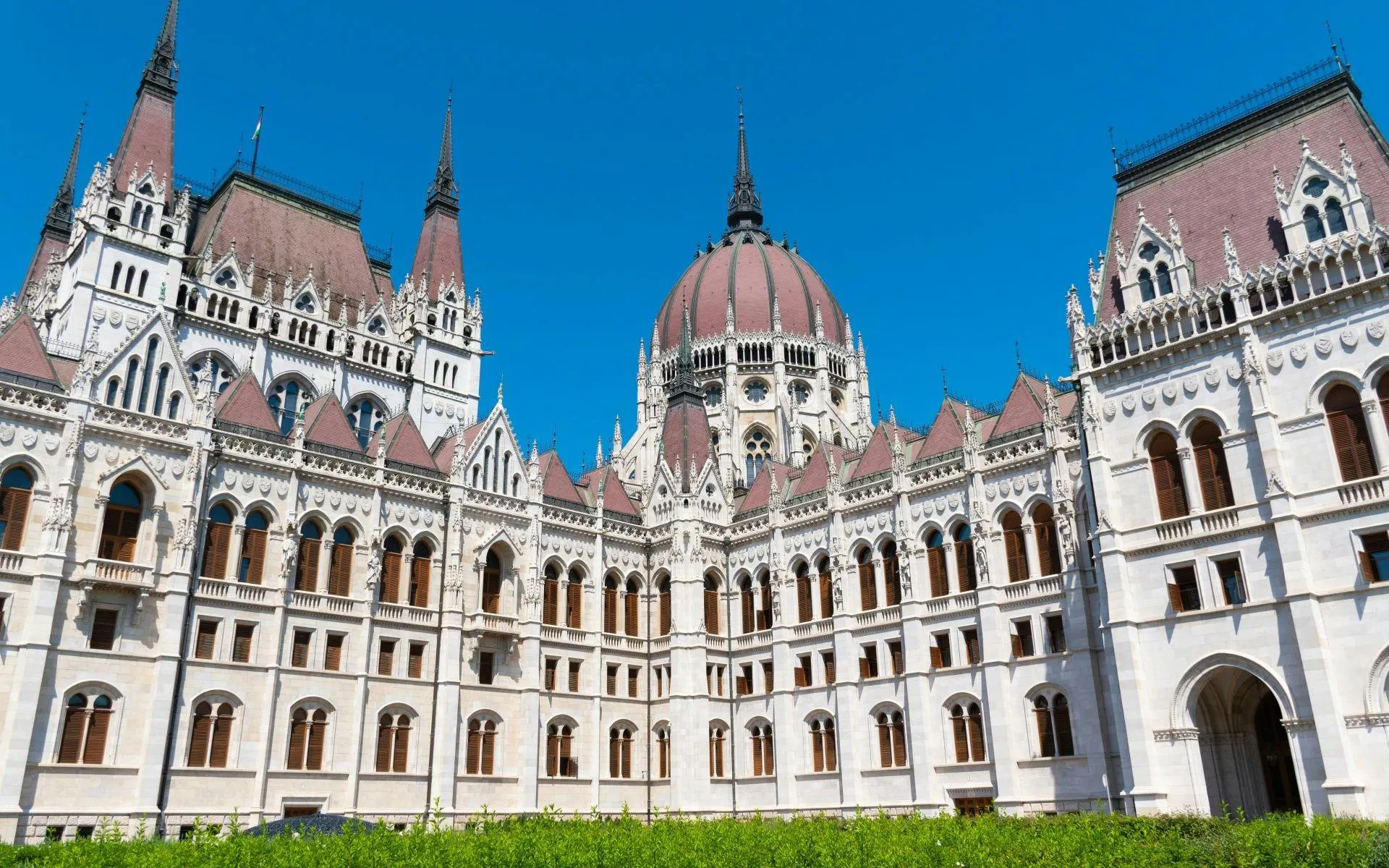 Hungarian Parliament Building on Danube River, Budapest, part of St. Stephen Basilica tour.